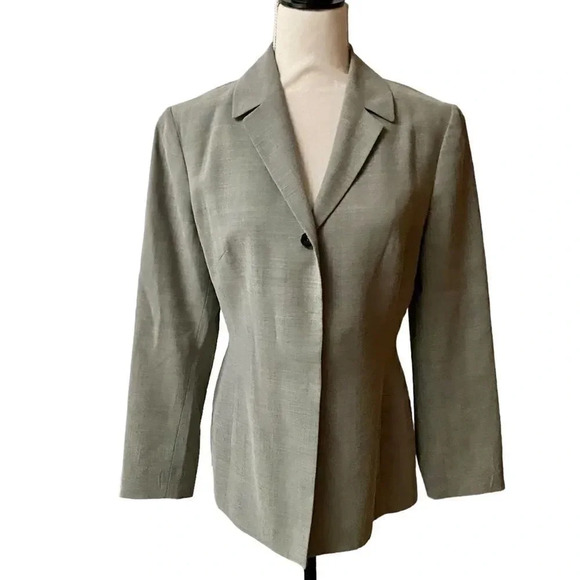 Tahari Gray Wool Blend Vintage Blazer Hidden Buttons Size 8 Classic Workwear - Picture 1 of 14